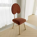 Modern Brown Fabric Chair With Rounded Backrest And Golden Metal Legs