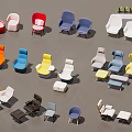 Colorful Modern Lounge Chairs With Various Designs And Styles On 3d model