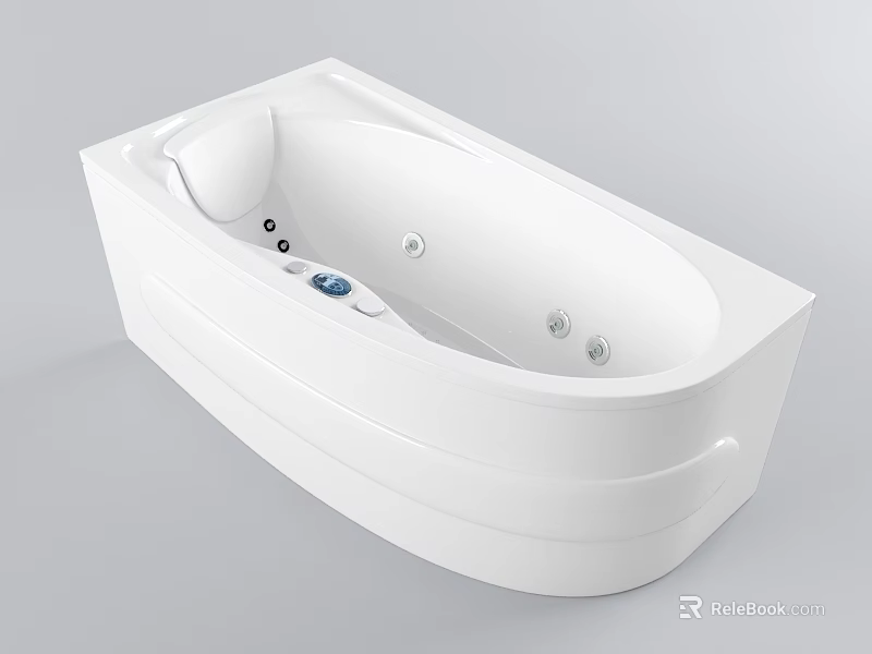 White Freestanding Bathtub With Massage Jets And Digital Control Panel Design 3d model 