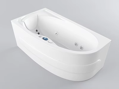 White Freestanding Bathtub With Massage Jets And Digital Control Panel Design 3d model