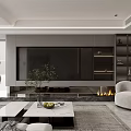 Modern Living And Dining Area With White Sofa Coffee Tables Rug Artwork And Plant