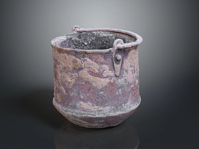 Antique Terracotta Clay Pot With Dual Handles And Distressed Texture 3d model
