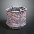 Antique Terracotta Clay Pot With Dual Handles And Distressed Texture
