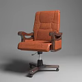 Brown Leather Office Chair With Padded Backrest Armrests And Swivel Base