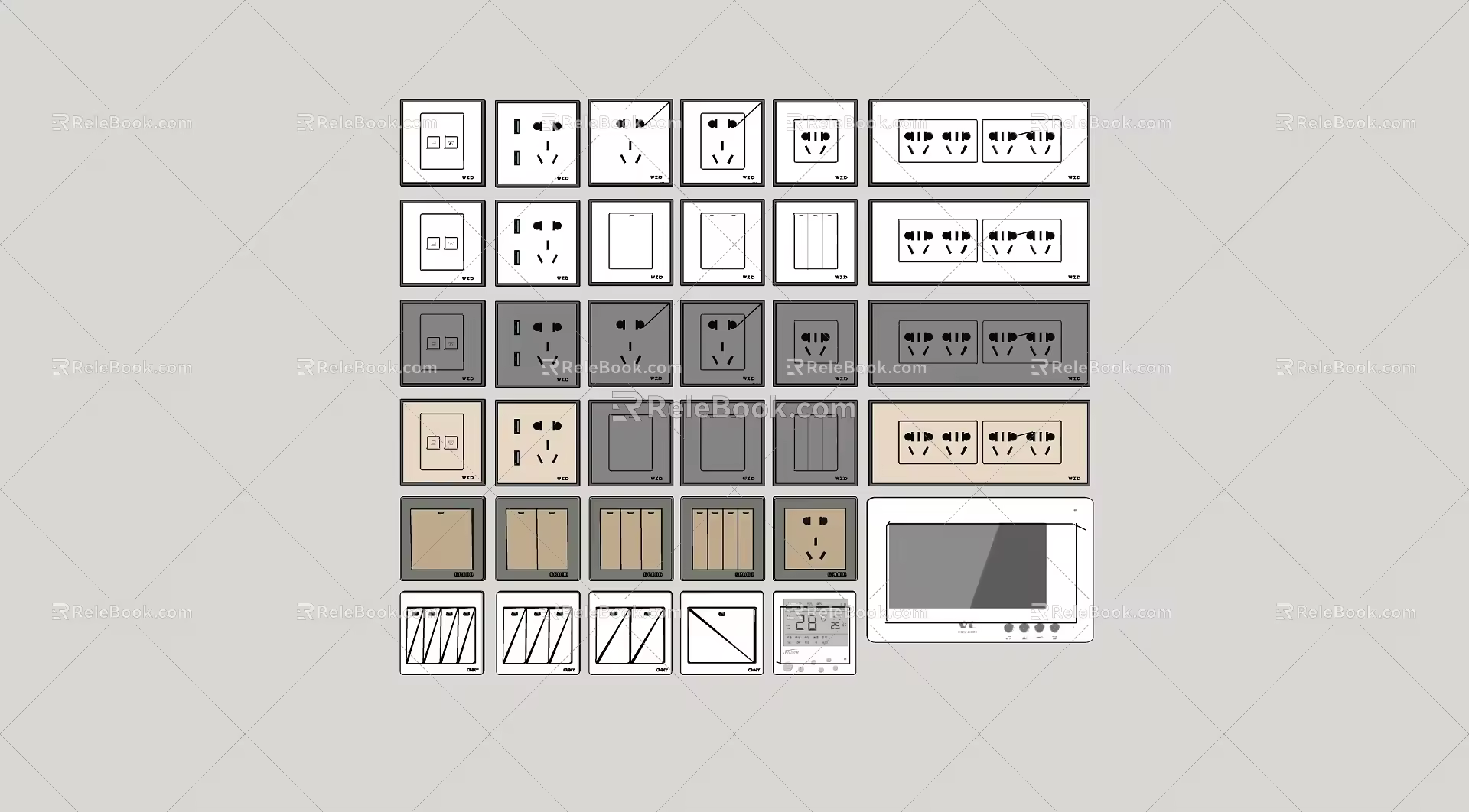 Switch socket panel combination 3d model