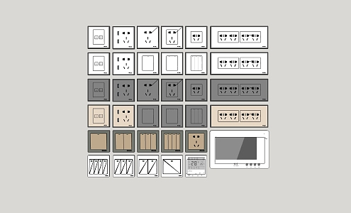 Switch socket panel combination 3d model