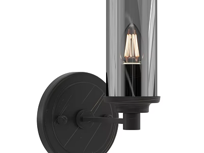 Modern Wall Sconce with Black Base Clear Glass Shade and Vintage Edison Bulb Design 3d model