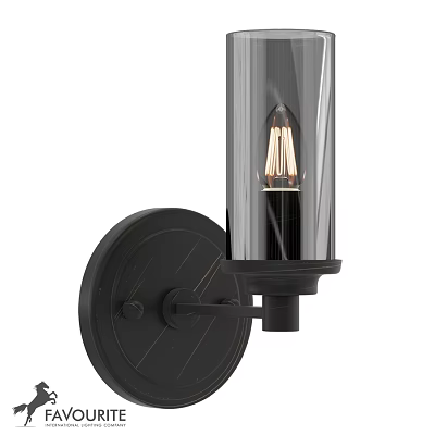 Modern Wall Sconce with Black Base Clear Glass Shade and Vintage Edison Bulb Design 3d model