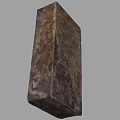 Stone Wood Block With Natural Rustic Texture And Solid Dark Surface 3d model
