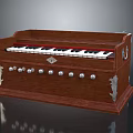 Vintage Wooden Harmonium Musical Instrument With Keyboard And Decorative Metal Buttons