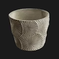 Textured Concrete Decorative Ornament Set With Radial Fan Patterns For Home Interior Accent