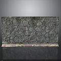 Rustic Textured Stone Wall Structure With Colorful Patterned Bricks At Base 3d model