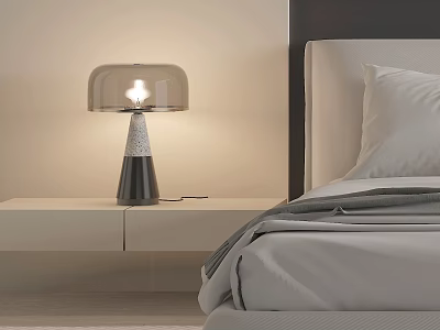 Modern Minimalist Table Lamp With Transparent Lampshade On Bedroom Bedside Table 3d model