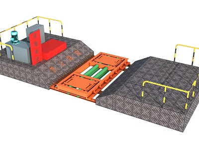 Robust Industrial Equipment With Orange Loading Platform Yellow Safety Rails And Gray Structure 3d model