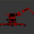 Red Industrial Mechanical Equipment With Robotic Arm And Wheeled Support Structure 3d model