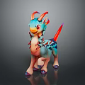 Colorful Cartoon Dragon 3D Model With Vibrant Horns And Tail Design