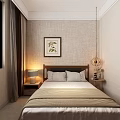 Cozy Kids Room Interior With Single Bed Pillows Lamp Plant And Green Leaf Painting