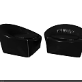 Two Black Leather Single Sofas With Modern Design And Stitching Details 3d model