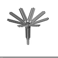 Silver Metal Mechanical Equipment With Radial Blades And Central Shaft Structure