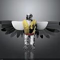 3D Eagle Model Wearing Yellow Vest Red Belt With Spread Wings 3d model