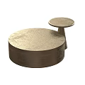 Modern Round Coffee Table Set With Textured Metallic Bronze Surface 3d model