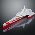 Modern Fast Ferry With Sleek Design White Hull Red Bottom And Aerodynamic Structure