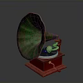Vintage Electronic Gramophone Classic Design With Green Horn Red Base And Turntable