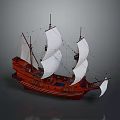 Classic Wooden Sailboat With White Sails And Red Hull As Traditional Water Transport
