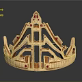 Golden Crown With Intricate Metallic Design And Shiny Red Gemstones