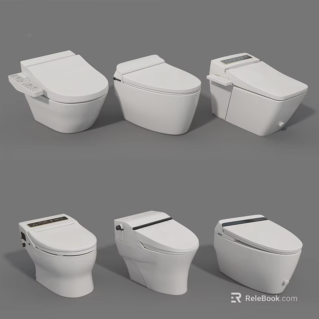 Modern Toilet Designs With Various Styles And Contemporary Features Displayed 3d model 