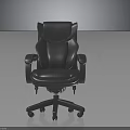 Modern Black Leather Office Chair With Armrests Swivel Base And Wheels