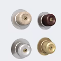 Assorted Door Knobs With Wooden Gold And White Finishes And Round Design