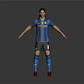 Inter Milan Blue Black Striped Jersey With Number 8 Black Shorts And Red Shoes