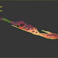 Unique Fantasy Sword With Pink Red Flame Pattern Skeletal Handle And Glossy Blade