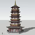 Traditional Chinese Pagoda Tower With Multi Story Eaves Ornate Architectural Details And Golden Spire