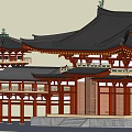 Ancient Architecture With Traditional Wooden Eaves Red Pillars And Black Tile Roof