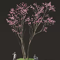 Beautiful Pink Cherry Blossom Tree With Delicate Branches And Flowers 3d model