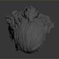 Game and Movie Character 3D Head Model with Long Flowing Hair Sculpture
