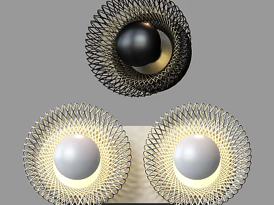 Contemporary Metal Wireframe Wall Sconce With Sphere Globe And Soft Warm Illumination Design 3d model