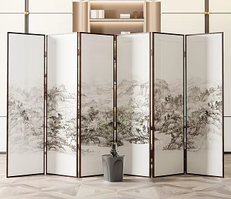 New Chinese Style Screen Partition 3d model
