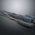 Futuristic Sci Fi Spaceship Model With Detailed Mechanical Structure And Gray Finish