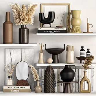Modern Ornaments Combination Book Vase Ornaments 3d model