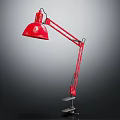 Red Floor Lamp With Adjustable Arm And Small Shelves On Base 3d model
