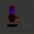 Modern Desktop Microphone With Purple Mesh And Blue Lighting Stand For Daily Use
