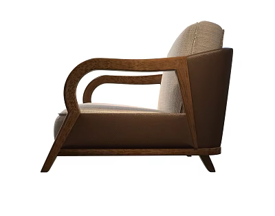 Elegant Single Sofa With Wooden Armrests Soft Upholstered Seat And Modern Design 3d model