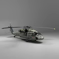 Military Helicopter with Rotor Blades Cockpit Details and Gray Fuselage Design