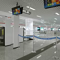 Modern Subway Station Interior Design With Security Check Equipment Blue Barriers And Screens