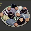 Decorated Easter Eggs With Happy Easter Message Polka Dots And Gold Accents On Plate
