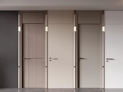 Modern Interior Swing Doors With Sleek Frames And Different Color Finishes 3d model