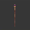 Traditional Long Staff Shaped Weapon With Yellow Decorative Top And Striped Body